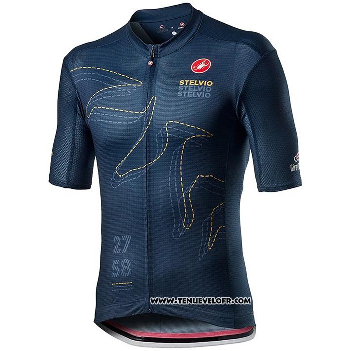 2020 Maillot Cyclisme Giro d'Italia Fonce Bleu Manches Courtes et Cuissard
